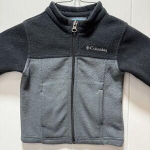 Columbia Fleece Jacket Baby Zip Up Jacket Black Gray Unisex Boy Girl Size 6-12 M